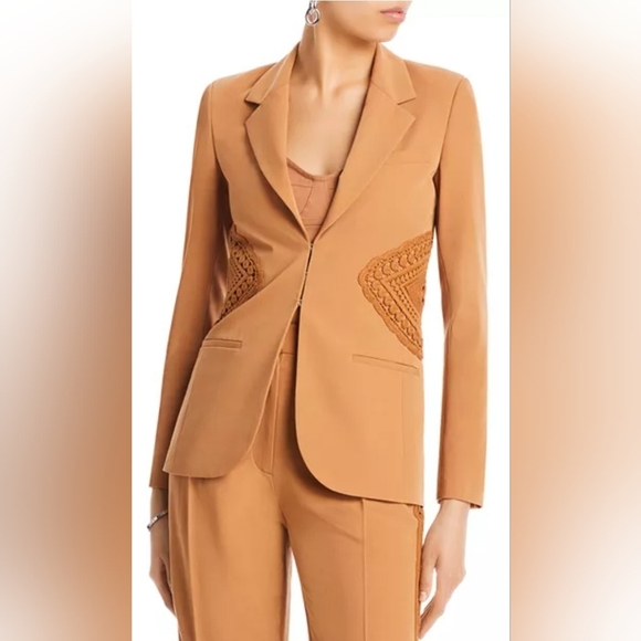 Derek Lam Crosby 10 Mocha Blazer with Crochet